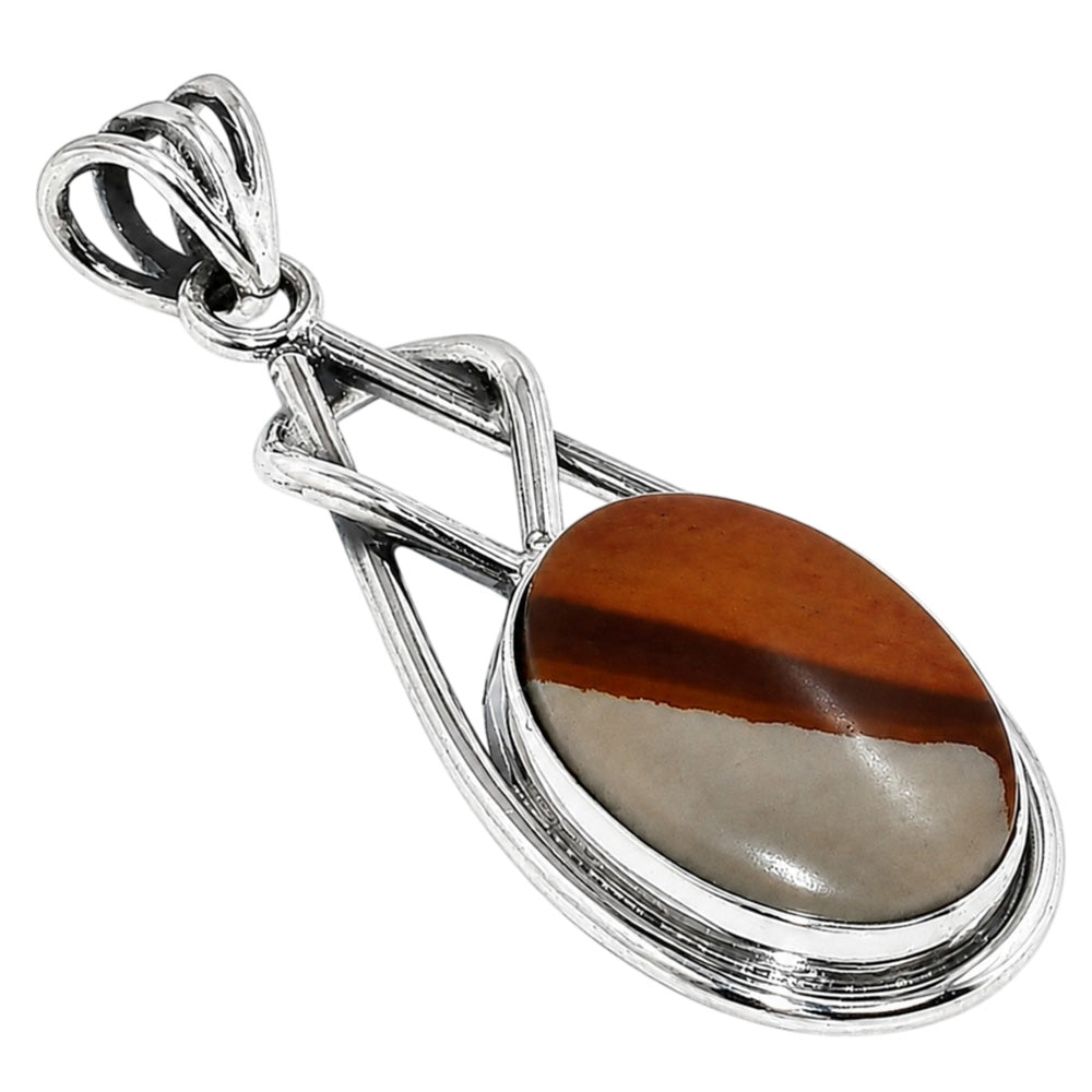 Polygram Jasper 925 Sterling Silver Pendant Necklace Jewelry SP01191