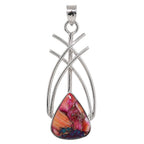 Kingman Orange Dahlia Turquoise 925 Sterling Silver Pendant Necklace Jewelry SP01192