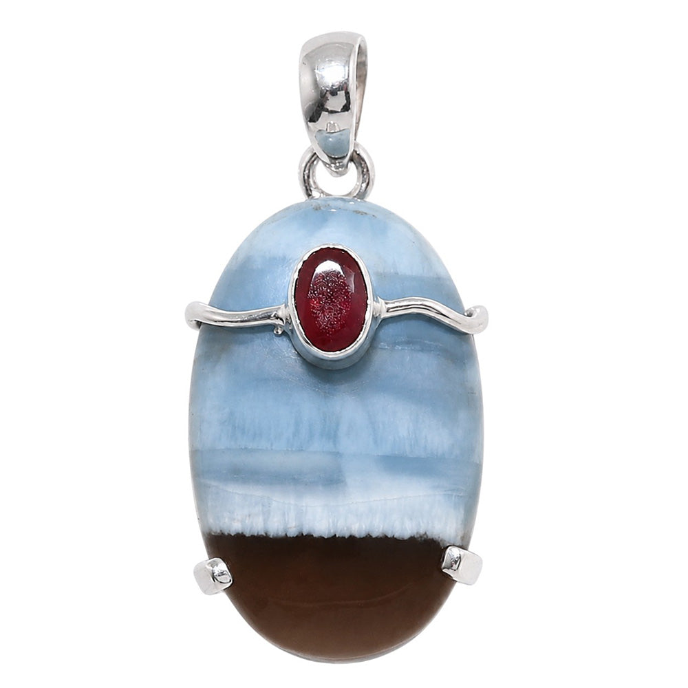 Owyhee Opal and Ruby 925 Sterling Silver Pendant Necklace Jewelry SP01194