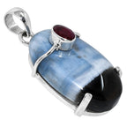 Owyhee Opal and Ruby 925 Sterling Silver Pendant Necklace Jewelry SP01194