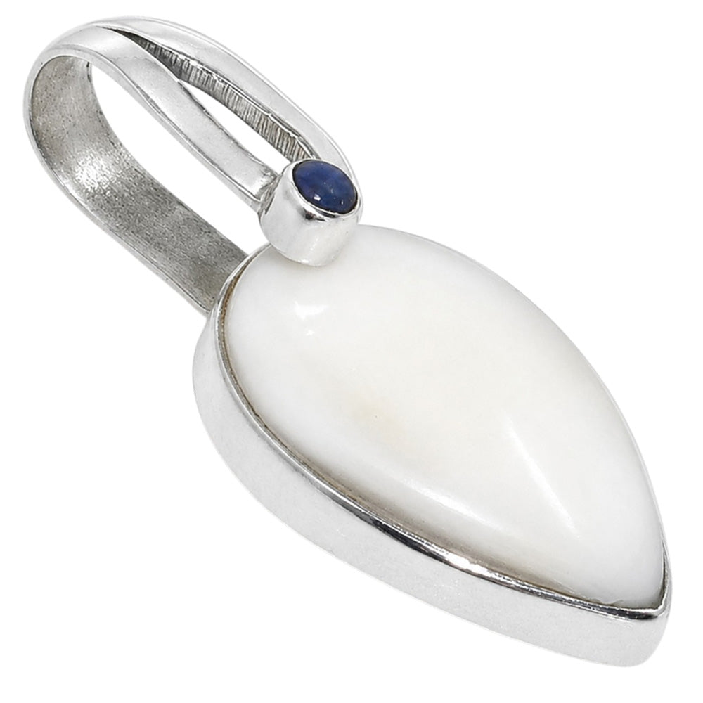 White Opal and Lapis Lazuli 925 Sterling Silver Pendant Necklace Jewelry SP01195