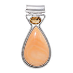 Spiny Oyster Turquoise and Citrine 925 Sterling Silver Pendant Necklace Jewelry SP01196