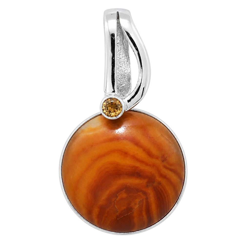 Wave Dolomite and Citrine 925 Sterling Silver Pendant Necklace Jewelry SP01199