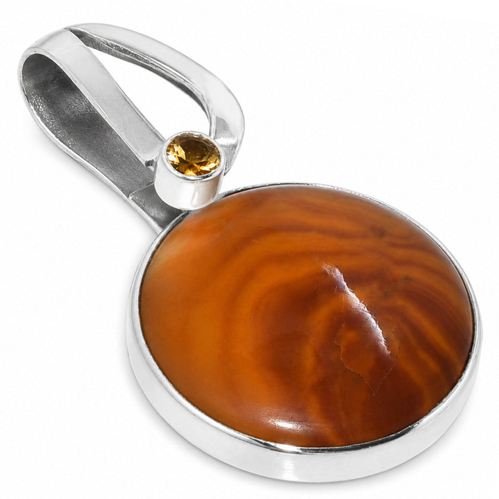 Wave Dolomite and Citrine 925 Sterling Silver Pendant Necklace Jewelry SP01199