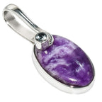 Purple Lepidolite and Sky Blue Topaz 925 Sterling Silver Pendant Necklace Jewelry SP01200