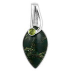 Turkish Rainforest Chrysocolla and Peridot 925 Sterling Silver Pendant Necklace Jewelry SP01201