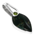 Turkish Rainforest Chrysocolla and Peridot 925 Sterling Silver Pendant Necklace Jewelry SP01201