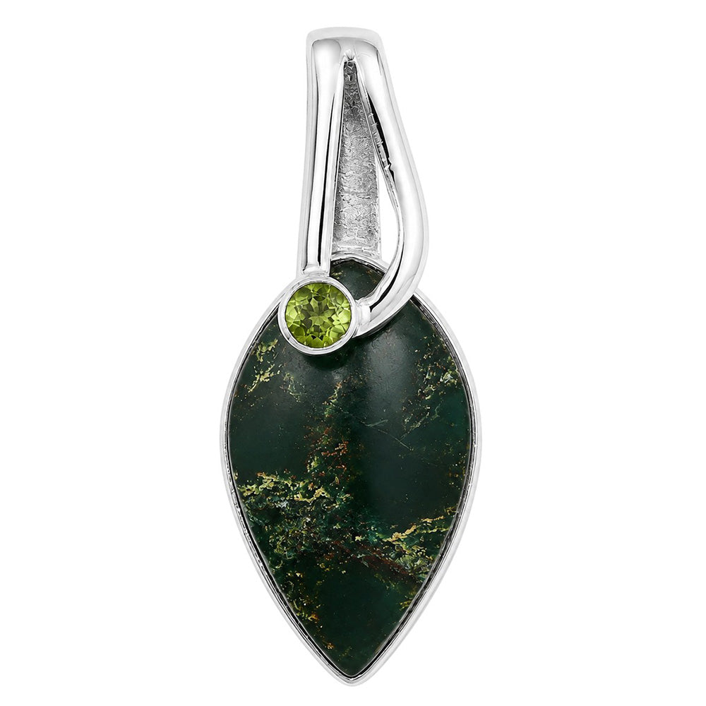 Turkish Rainforest Chrysocolla and Peridot 925 Sterling Silver Pendant Necklace Jewelry SP01201