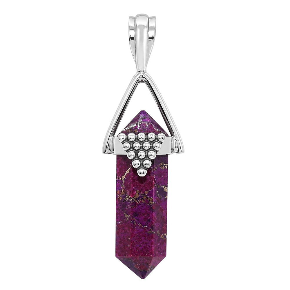 Copper Purple Turquoise Point 925 Sterling Silver Pendant Necklace Jewelry SP01202