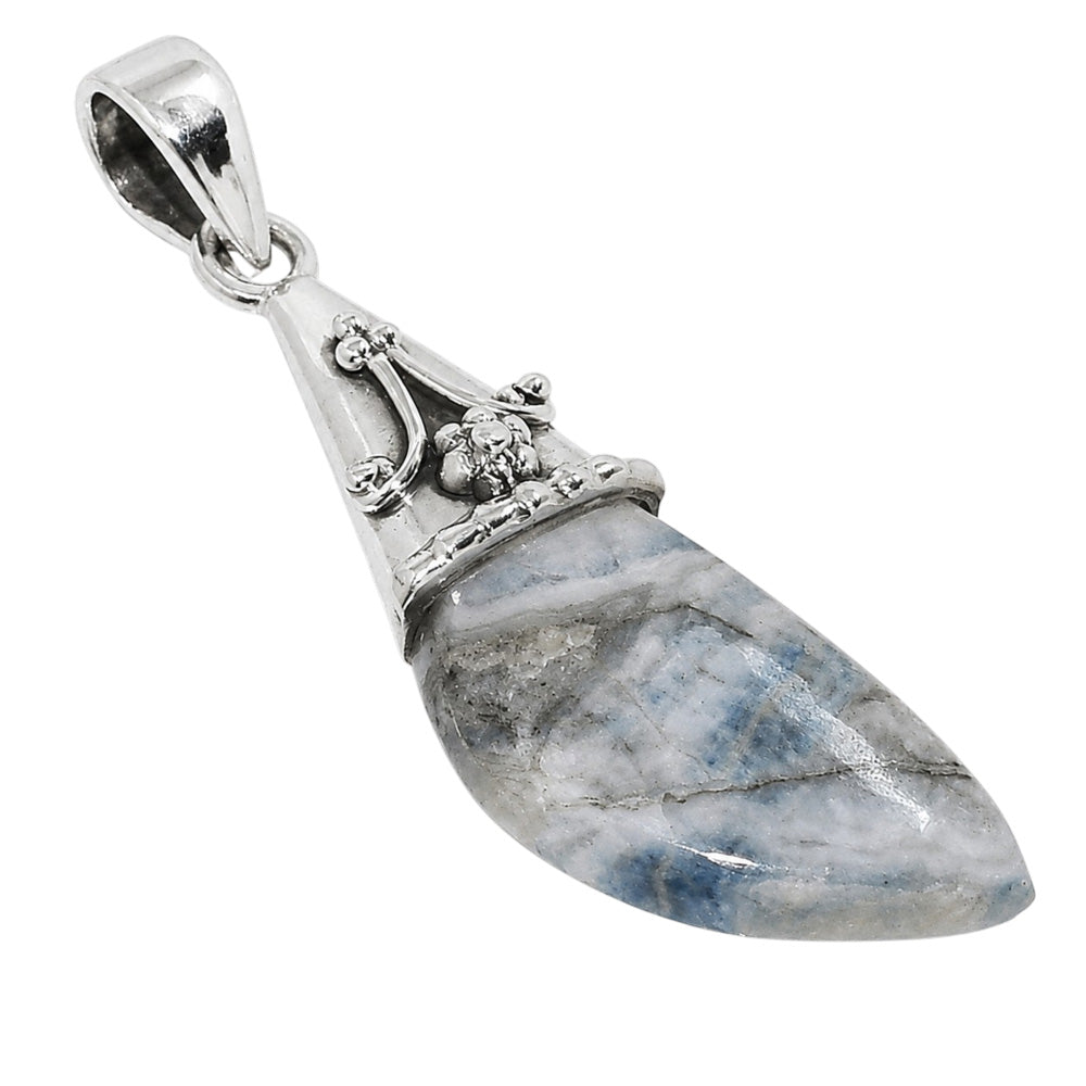 Blue Scheelite 925 Sterling Silver Pendant Necklace Jewelry SP01203