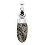 Crescent Moon - Imperial Opal and Black Onyx 925 Sterling Silver Pendant Necklace Jewelry SP01204