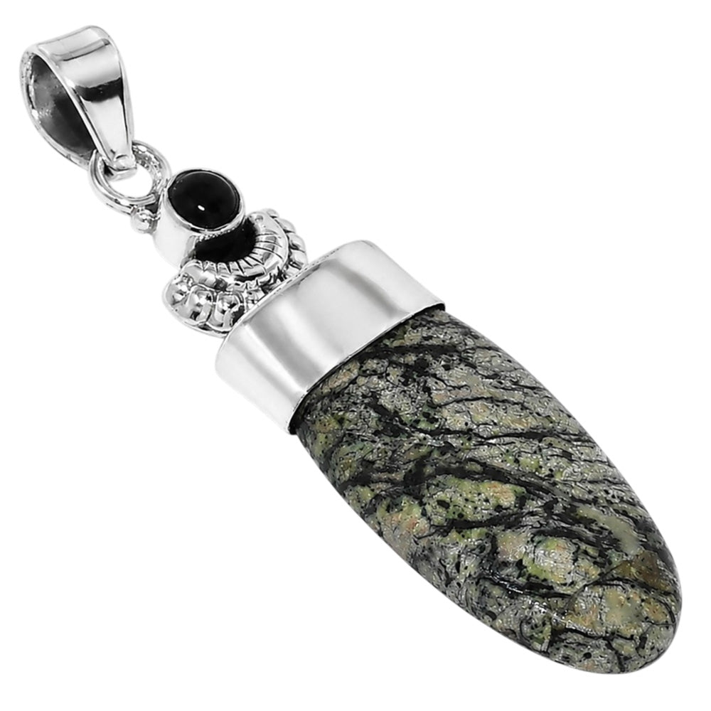 Crescent Moon - Imperial Opal and Black Onyx 925 Sterling Silver Pendant Necklace Jewelry SP01204