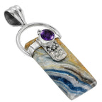 Blue Scheelite and Amethyst 925 Sterling Silver Pendant Necklace Jewelry SP01205
