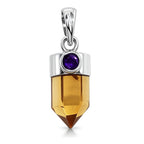 Citrine Point and Amethyst 925 Sterling Silver Pendant Necklace Jewelry SP01206
