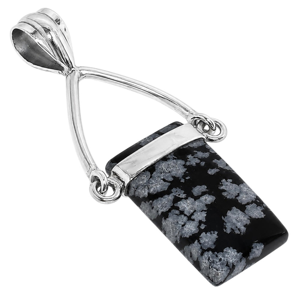 Snow Flake Obsidian 925 Sterling Silver Pendant Necklace Jewelry SP01207