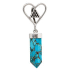Heart - Copper Blue Turquoise Point 925 Sterling Silver Pendant Necklace Jewelry SP01208