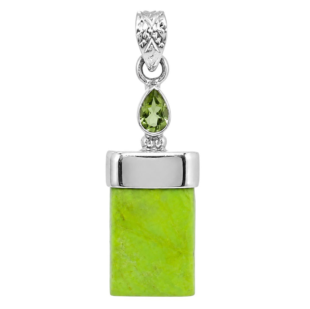 Australian Gaspeite and Peridot 925 Sterling Silver Pendant Necklace Jewelry SP01210
