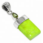 Australian Gaspeite and Peridot 925 Sterling Silver Pendant Necklace Jewelry SP01210