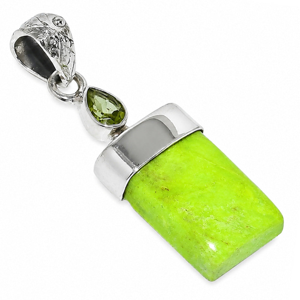 Australian Gaspeite and Peridot 925 Sterling Silver Pendant Necklace Jewelry SP01210