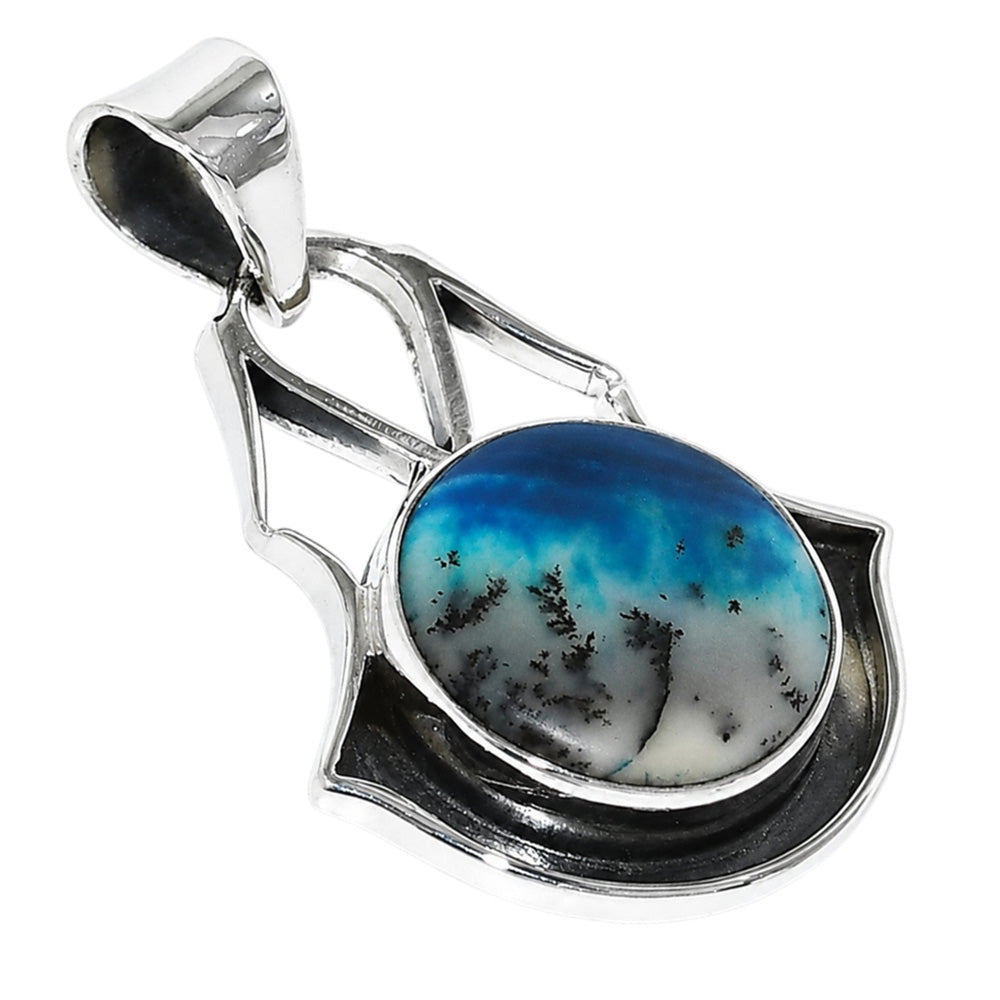 Merlinite Dendritic Opal 925 Sterling Silver Pendant Necklace Jewelry SP01211