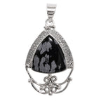 Snow Flake Obsidian 925 Sterling Silver Pendant Necklace Jewelry SP01212