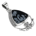 Snow Flake Obsidian 925 Sterling Silver Pendant Necklace Jewelry SP01212