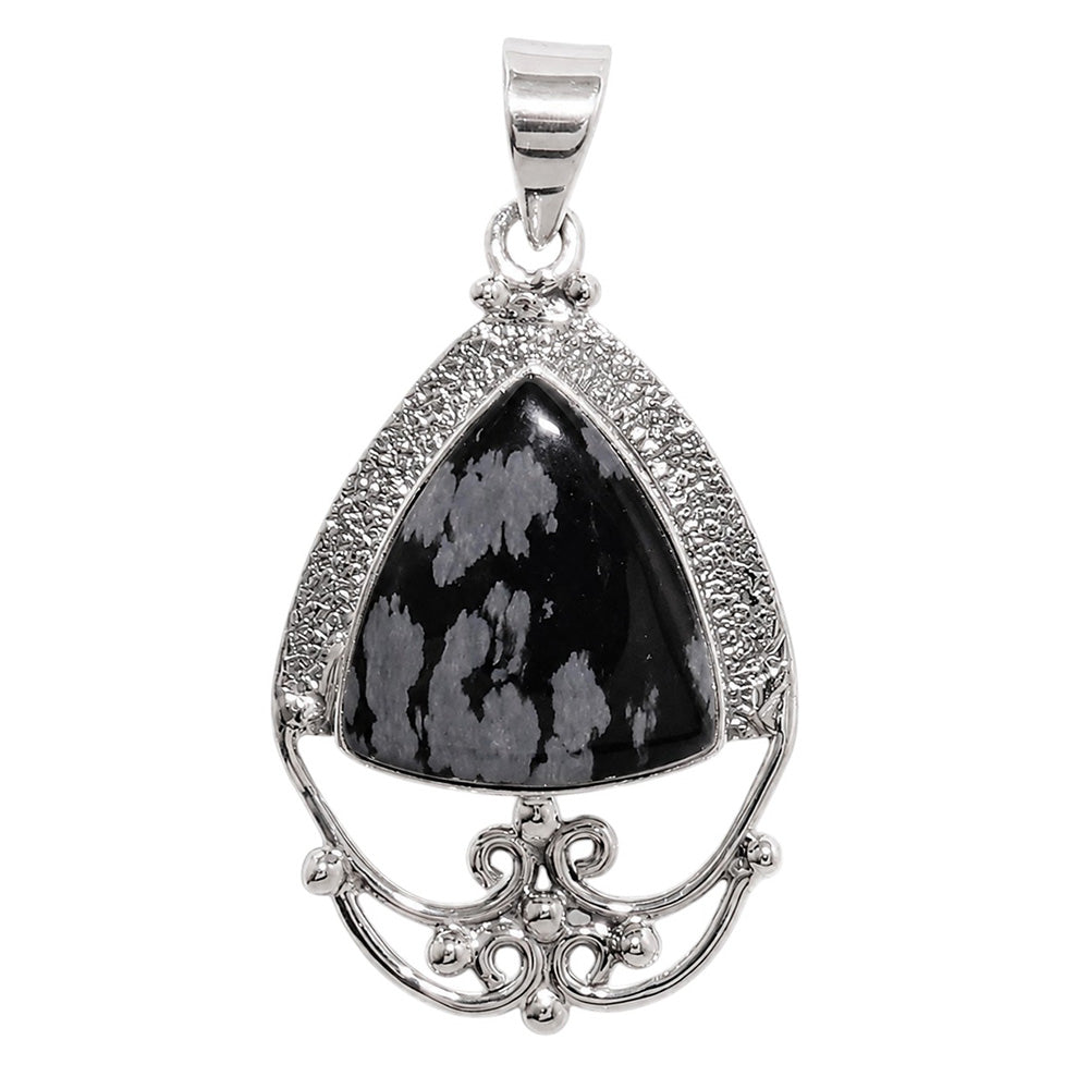 Snow Flake Obsidian 925 Sterling Silver Pendant Necklace Jewelry SP01212