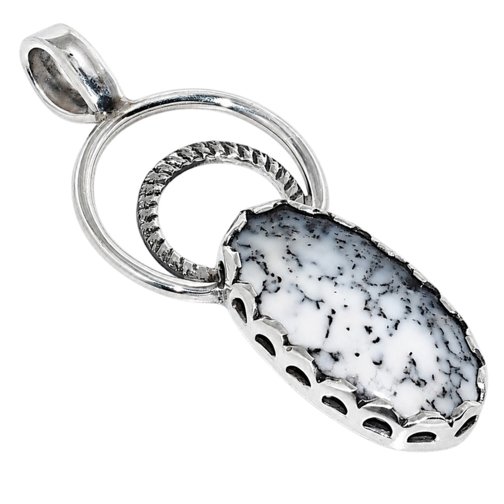 Merlinite Dendritic Opal 925 Sterling Silver Pendant Necklace Jewelry SP01214