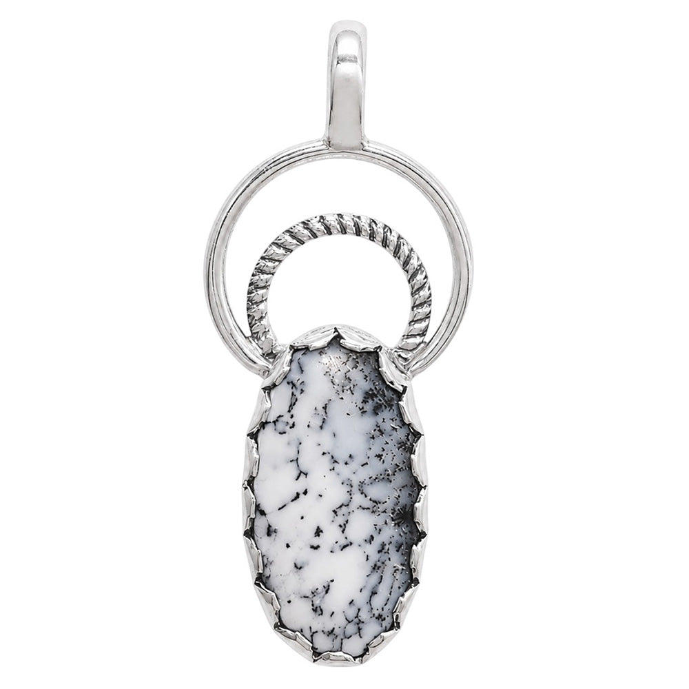 Merlinite Dendritic Opal 925 Sterling Silver Pendant Necklace Jewelry SP01214