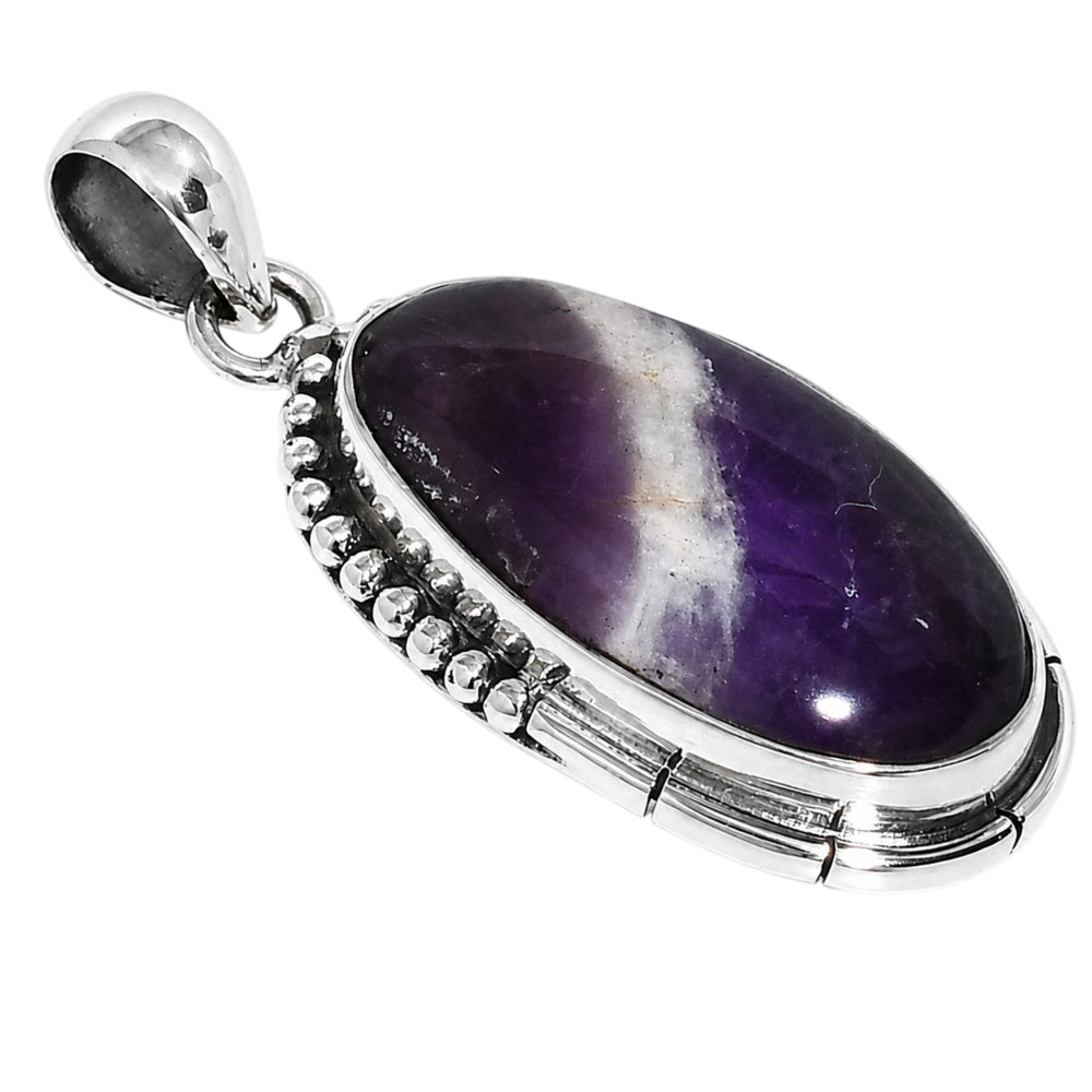 Chevron Amethyst 925 Sterling Silver Pendant Necklace Jewelry SP01217