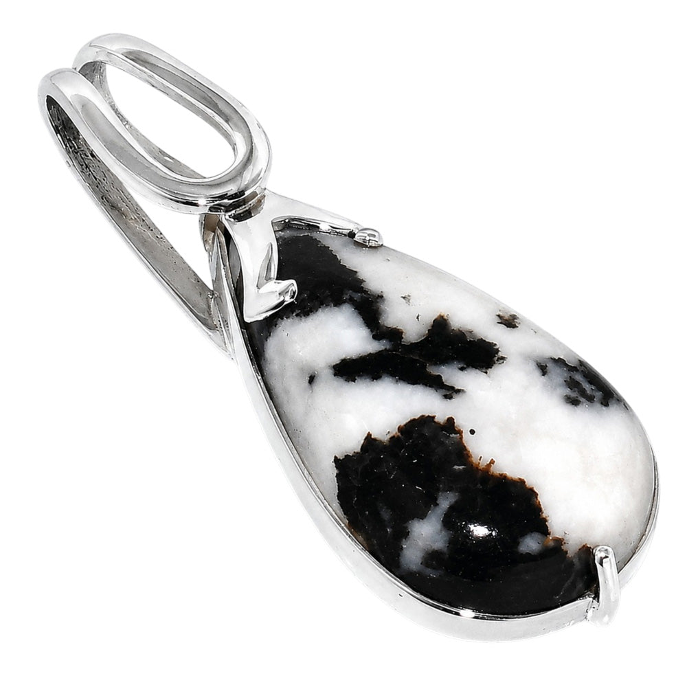 Black Zebra Jasper 925 Sterling Silver Pendant Necklace Jewelry SP01218