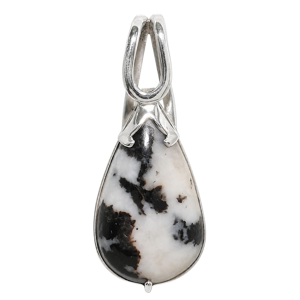 Black Zebra Jasper 925 Sterling Silver Pendant Necklace Jewelry SP01218