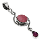 Pink Tulip Quartz and Pink Tourmaline Rough 925 Sterling Silver Pendant Necklace Jewelry SP01220