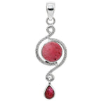 Pink Tulip Quartz and Pink Tourmaline Rough 925 Sterling Silver Pendant Necklace Jewelry SP01220
