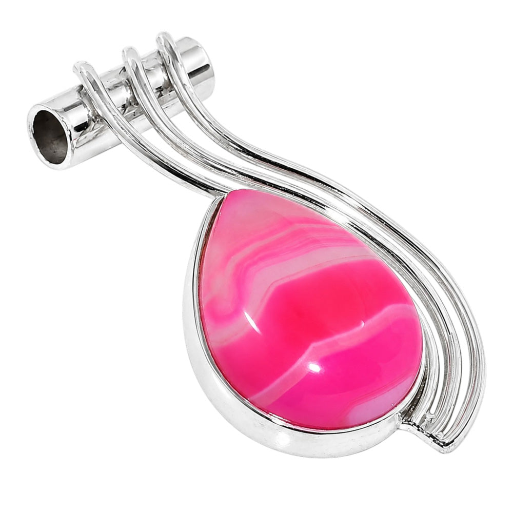 Pink Botswana Agate 925 Sterling Silver Pendant Necklace Jewelry SP01223