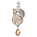 Golden Rutile and Citrine 925 Sterling Silver Pendant Necklace Jewelry SP01224