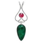 Emerald Quartz and Ruby Quartz 925 Sterling Silver Pendant Necklace Jewelry SP01226