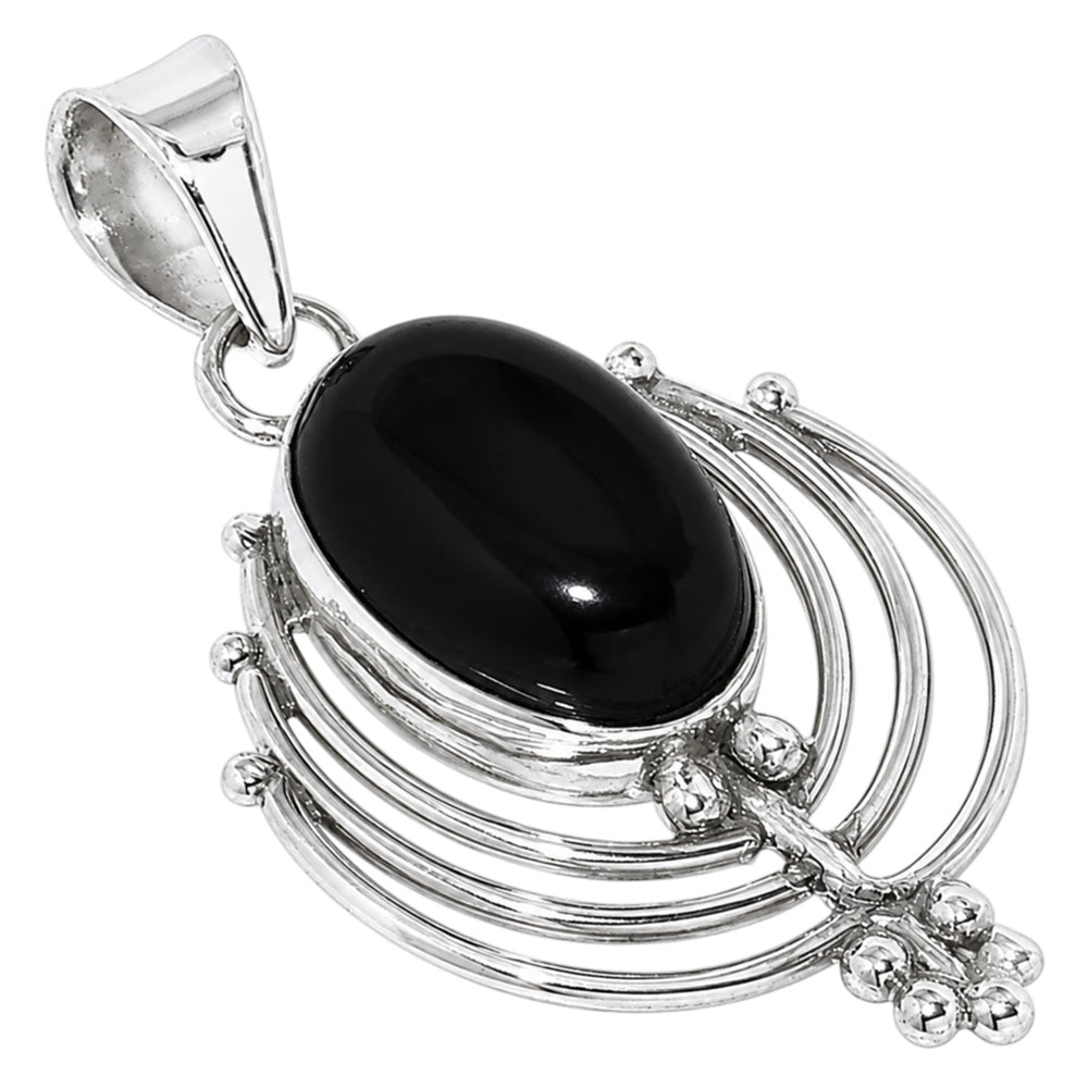 Black Onyx 925 Sterling Silver Pendant Necklace Jewelry SP01228