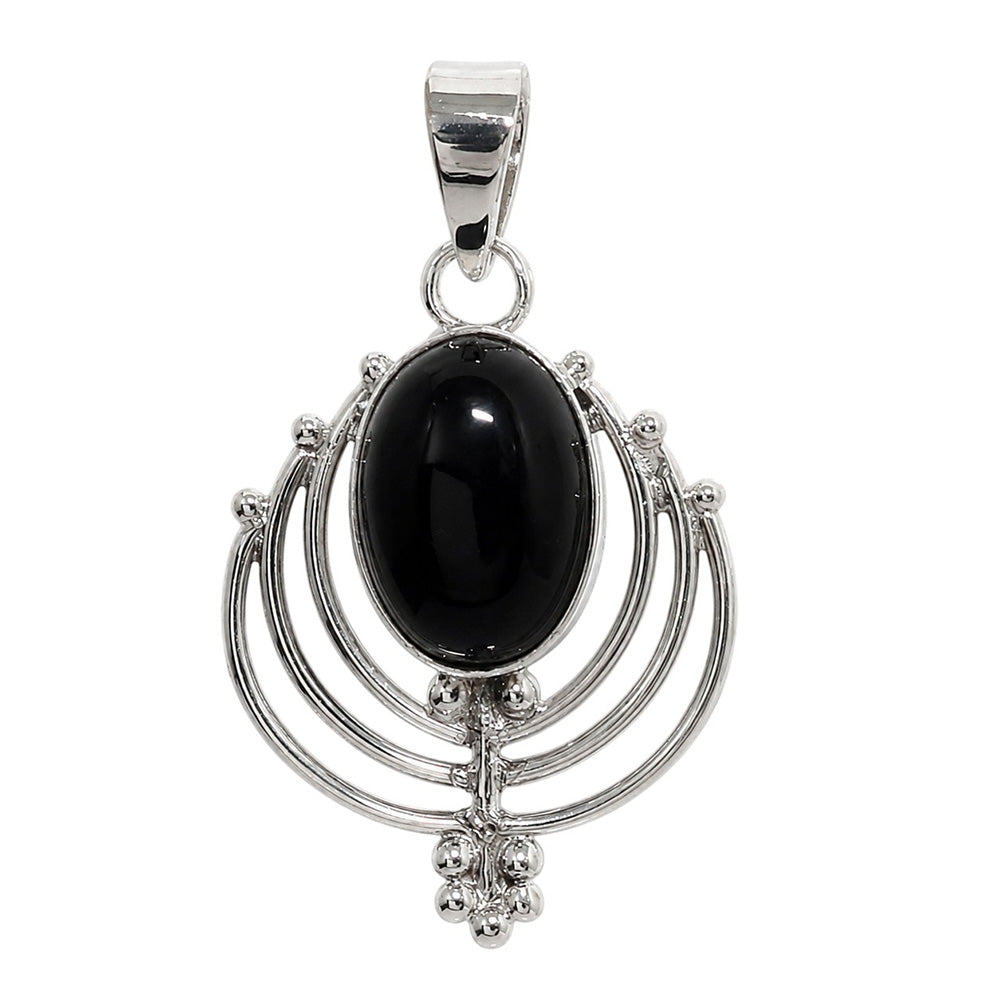 Black Onyx 925 Sterling Silver Pendant Necklace Jewelry SP01228