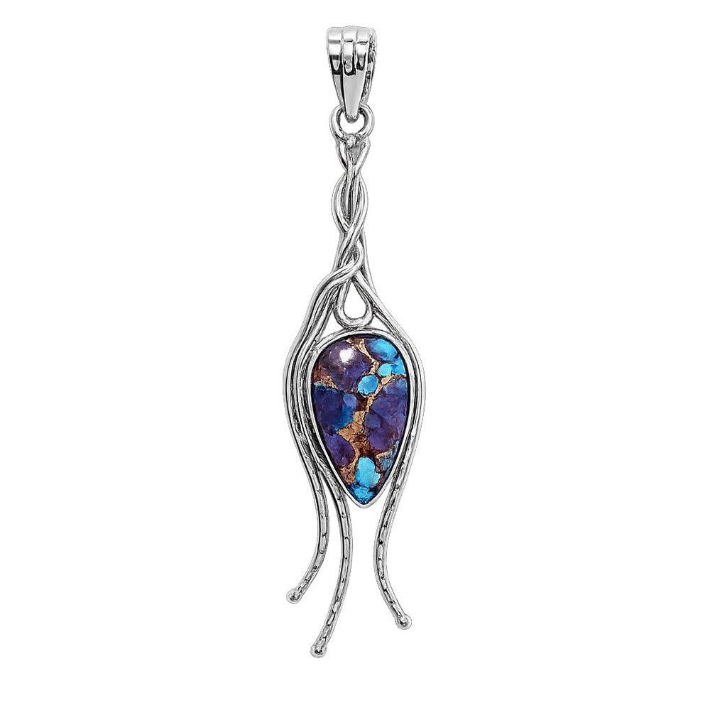 Kingman Purple Dahlia Turquoise 925 Sterling Silver Pendant Necklace Jewelry SP01229