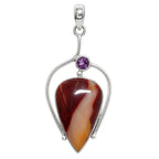 Red Mookaite and African Amethyst 925 Sterling Silver Pendant Necklace Jewelry SP01232