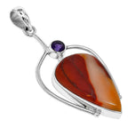 Red Mookaite and African Amethyst 925 Sterling Silver Pendant Necklace Jewelry SP01232