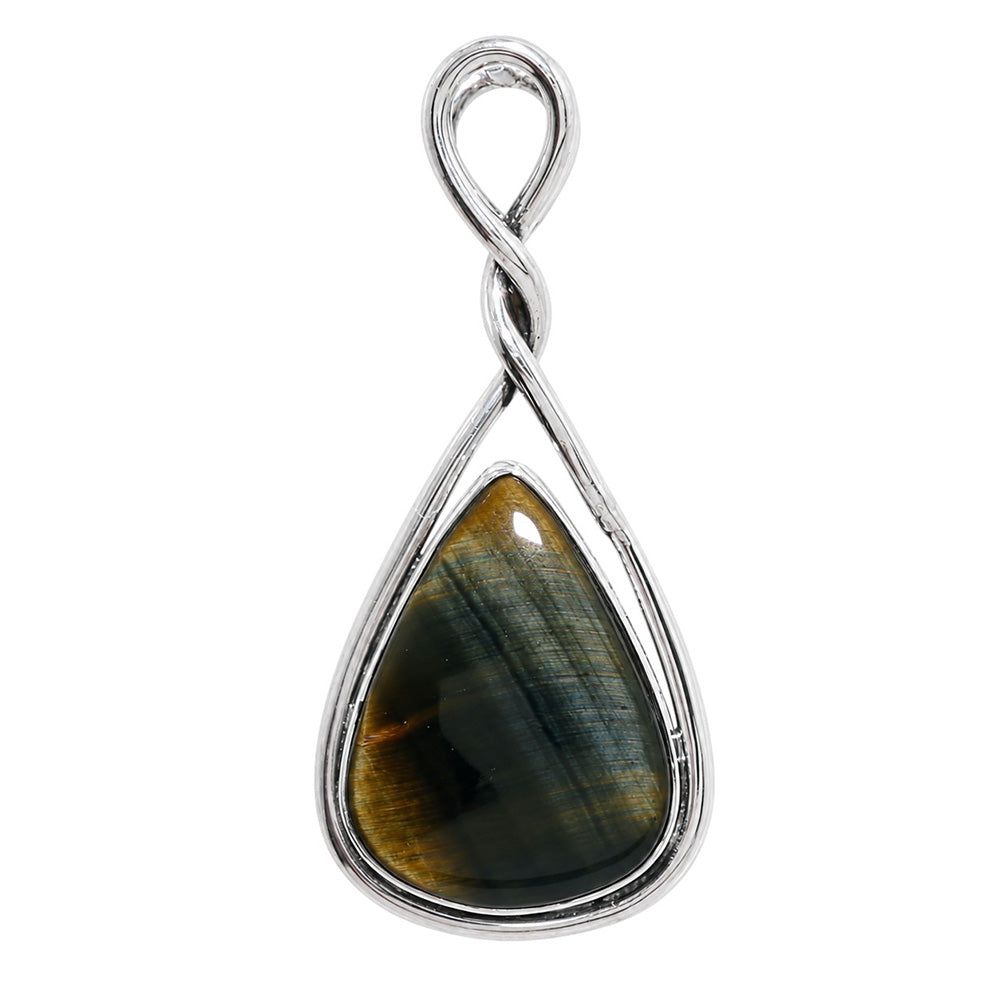 Blue Tiger Eye 925 Sterling Silver Pendant Necklace Jewelry SP01233