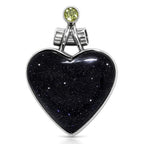 Sunstone In Iolite and Peridot 925 Sterling Silver Pendant Necklace Jewelry SP01238