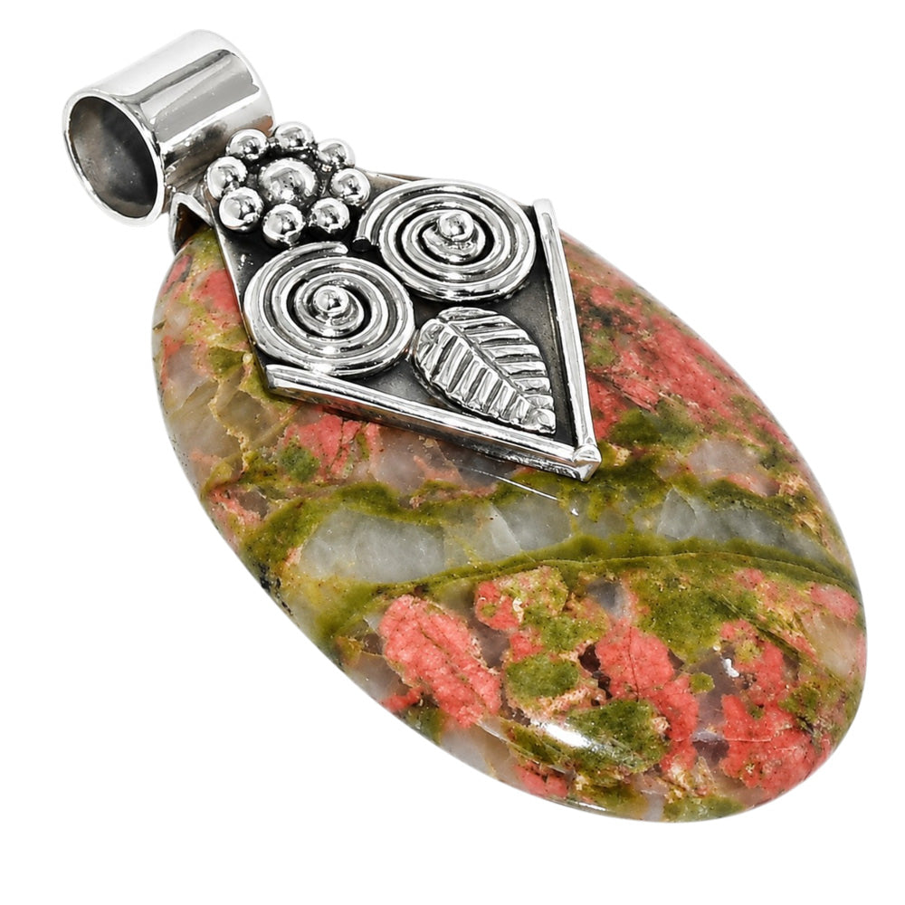 Unakite 925 Sterling Silver Pendant Necklace Jewelry SP01244