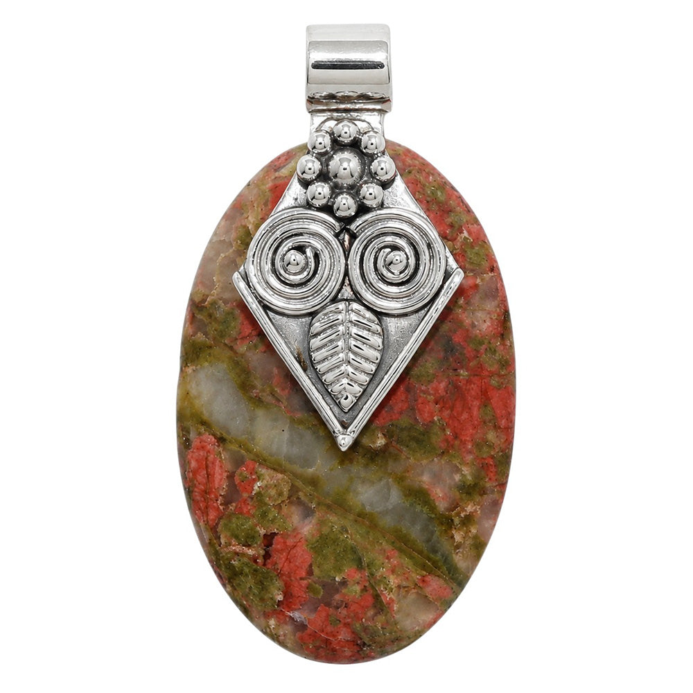 Unakite 925 Sterling Silver Pendant Necklace Jewelry SP01244