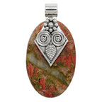 Unakite 925 Sterling Silver Pendant Necklace Jewelry SP01244