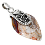 Laguna Lace Agate 925 Sterling Silver Pendant Necklace Jewelry SP01245
