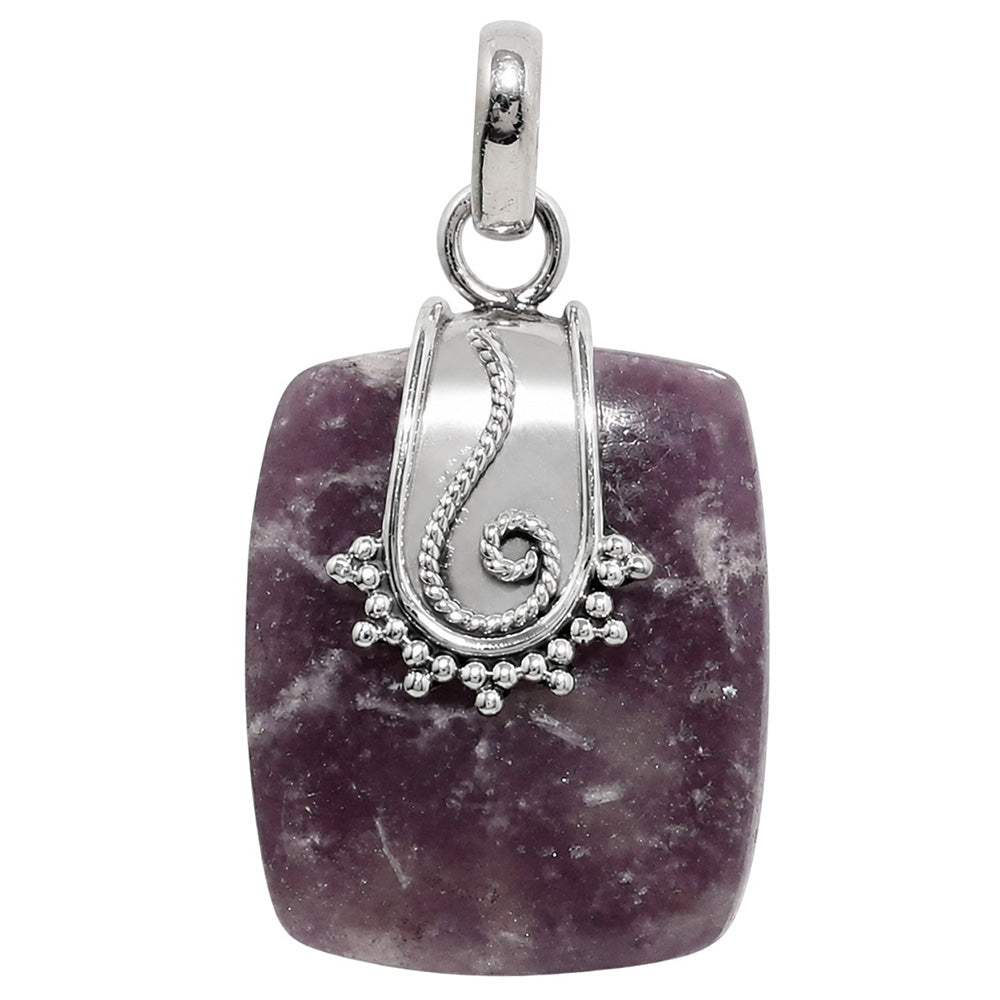 Purple Lepidolite 925 Sterling Silver Pendant Necklace Jewelry SP01246