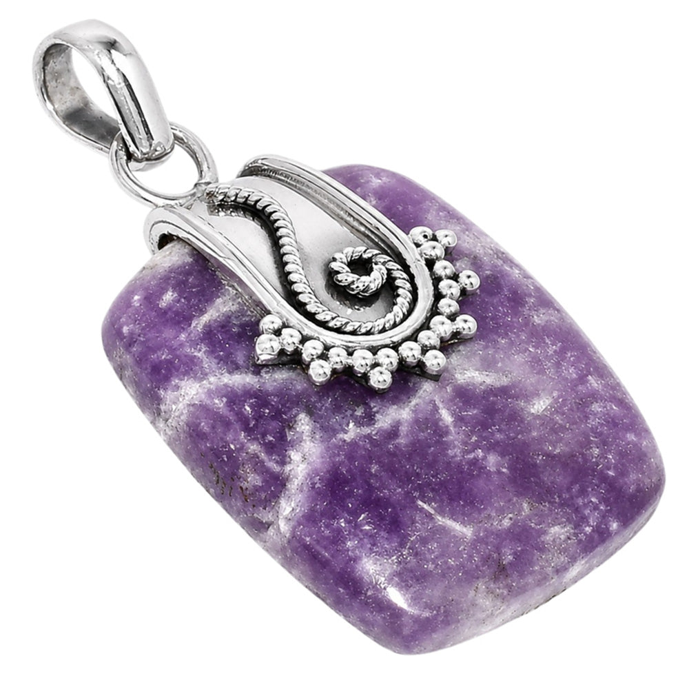 Purple Lepidolite 925 Sterling Silver Pendant Necklace Jewelry SP01246